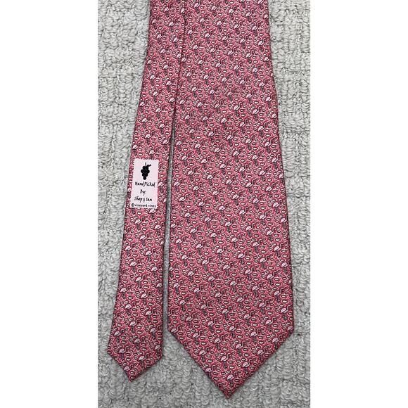 Vineyard Vines Pink Flamingo Lily Pads Silk Tie - Picture 4 of 4
